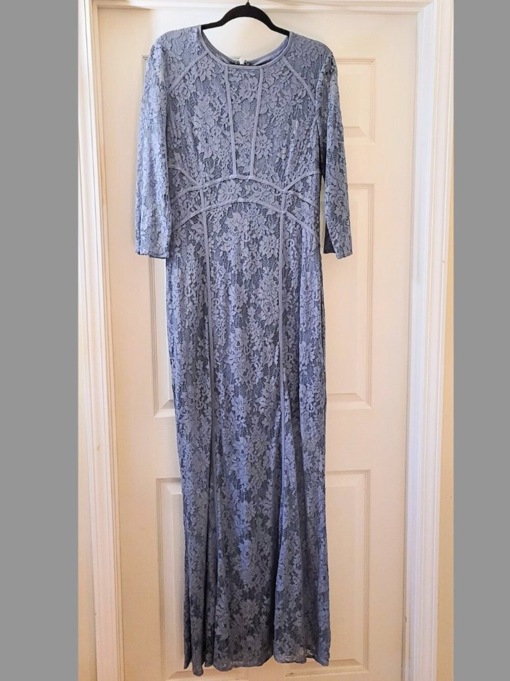 New York & Company Blue Lace 3/4 Length Sleeve Gown, Size 12